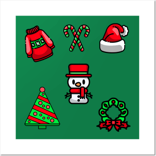 Christmas Sticker Pack Of 5 Posters and Art